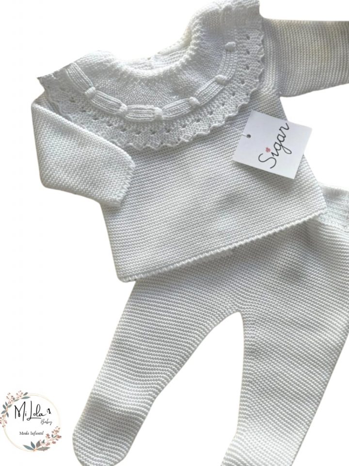 Conjunto polainas de hilo blanco unisex Sigar