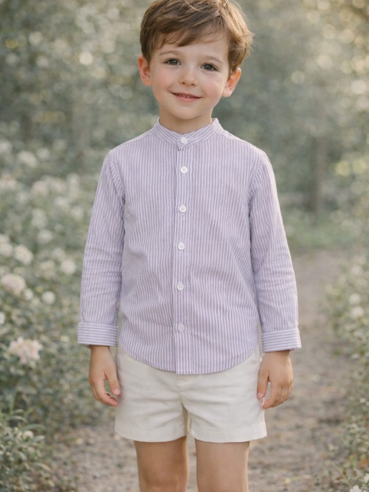 Conjunto niño rayas malva Paloma de la O