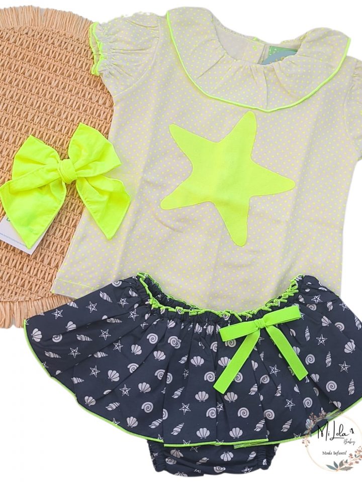Conjunto de niña flúor estrella Pio Pio