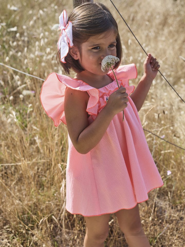 Caftán con bragas minivichy flúor