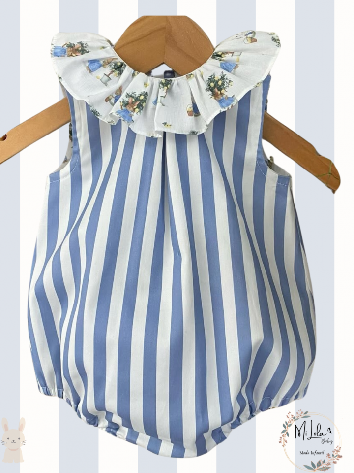 Pelele rayas cuello conejitos Paloma de la O