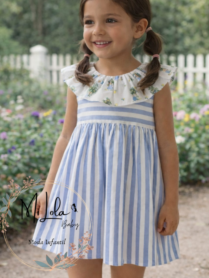 Vestido Rayas Cuello conejitos Paloma de la O