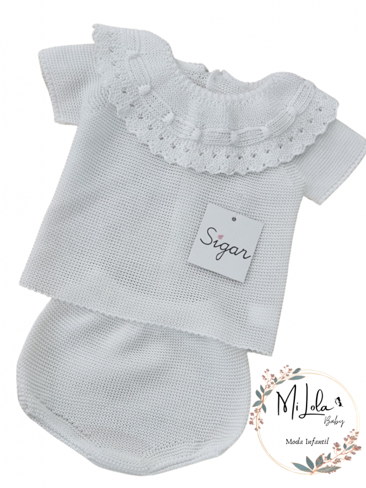 Conjunto blanco unisex dos piezas Sigar