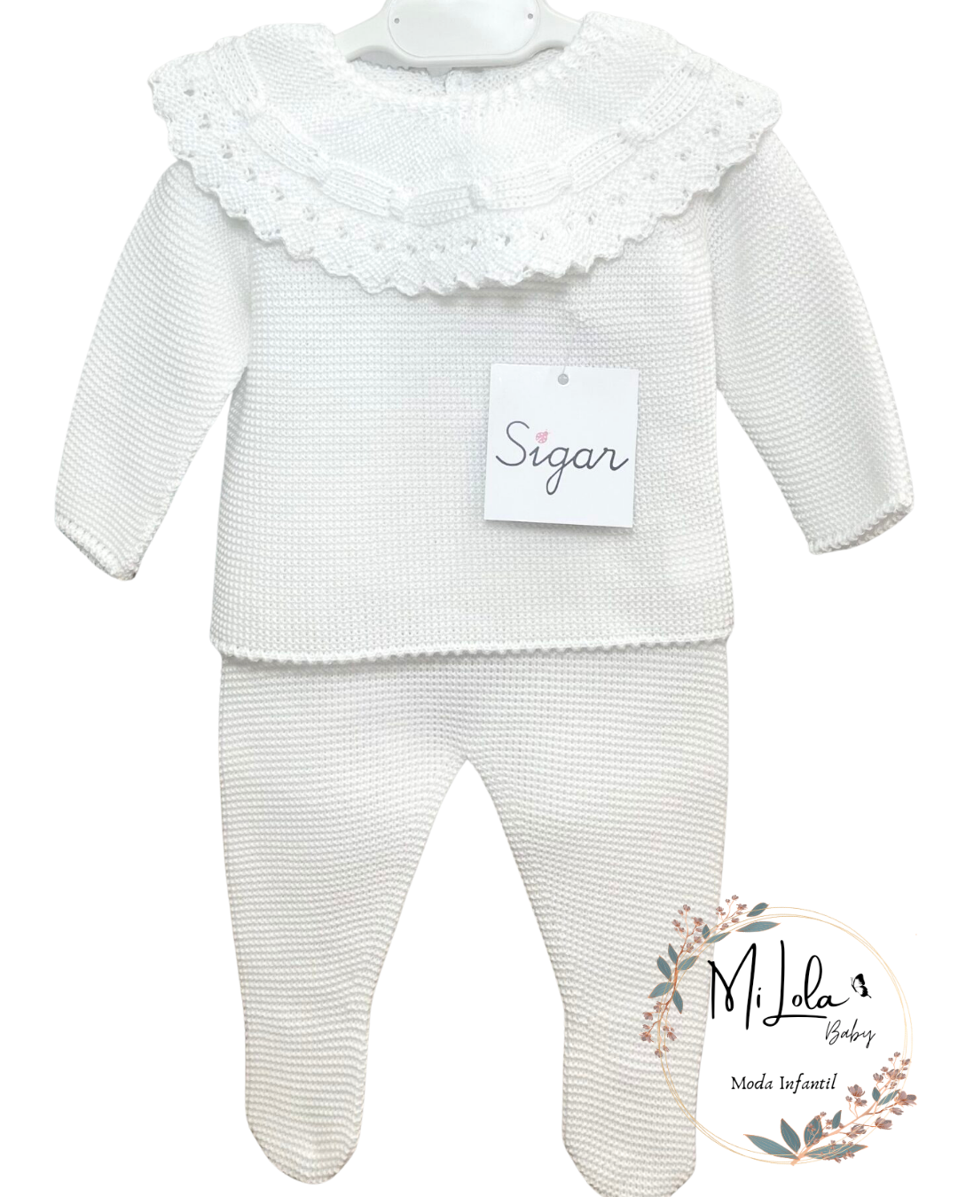Conjunto polainas de hilo blanco unisex Sigar - Imagen 2