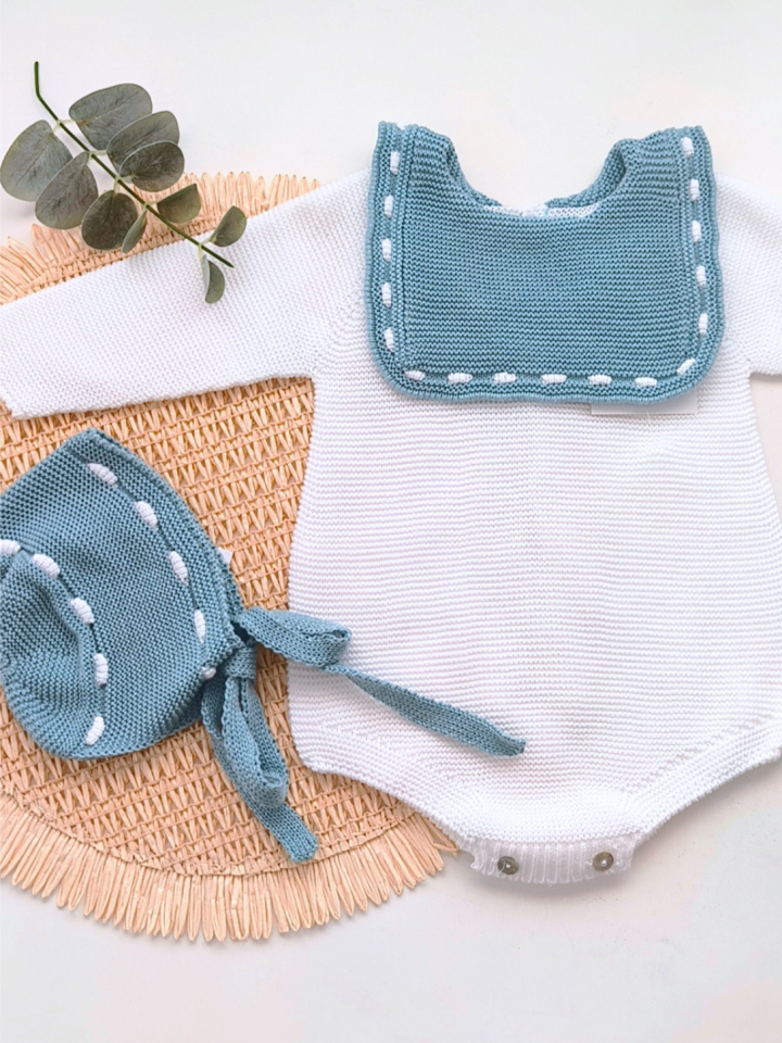 Conjunto Pelele y capota babero Menta Sigar
