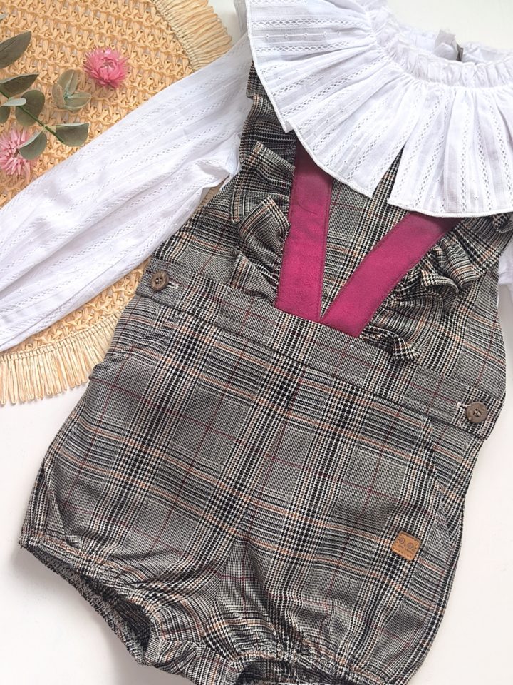 Conjunto niña cuadros magenta y camisa José Varón