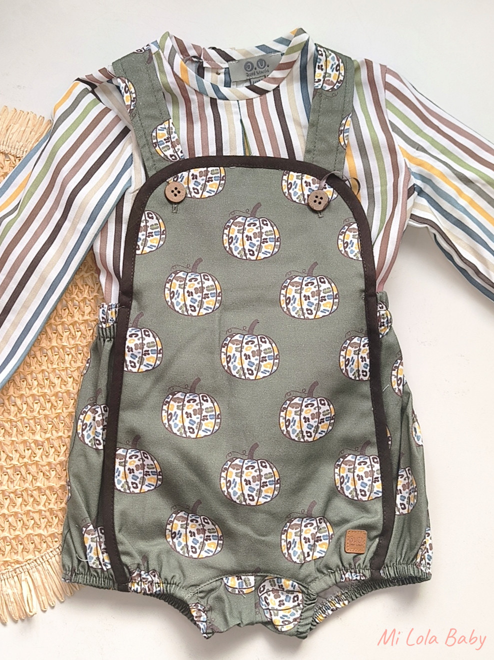 Conjunto camisa rayas y petito calabazas José Varón - Imagen 2