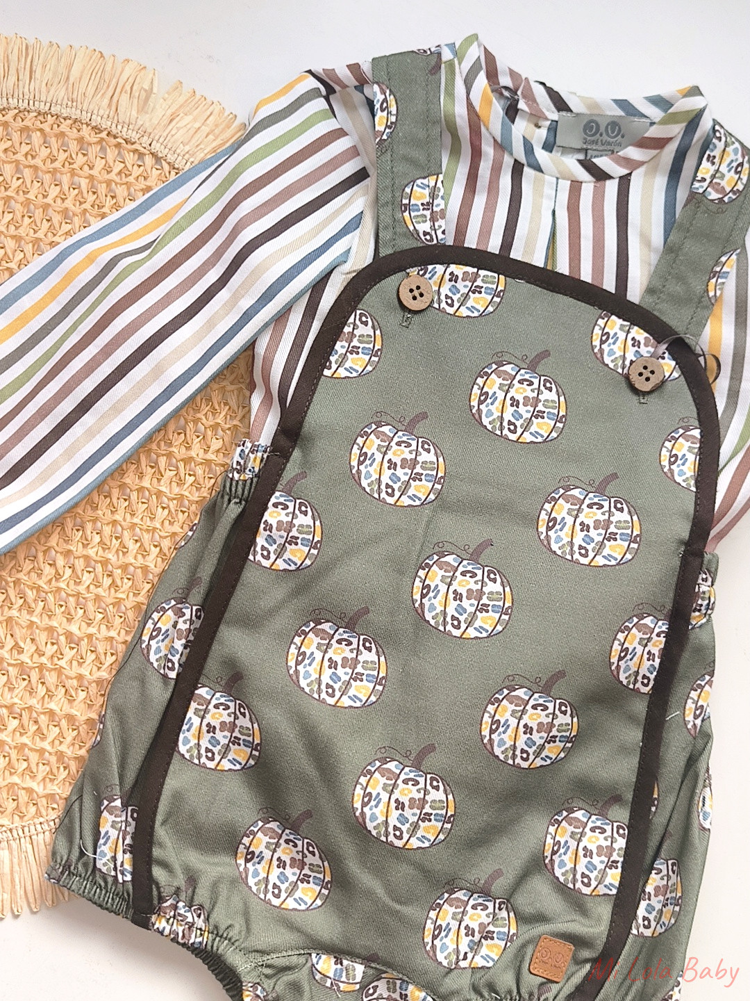 Conjunto camisa rayas y petito calabazas José Varón - Imagen 3