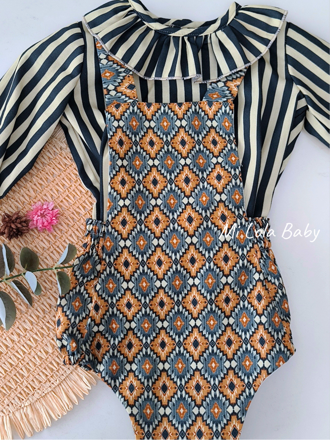 Conjunto unisex camisa y Ranita étnico Azahar - Imagen 2